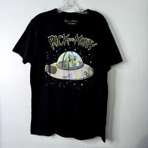Rick and Morty Adult Swim Space Cruiser Short Sleeve Graphic Black Tee Mens Sz L